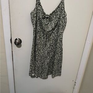 Zenobia Green and White Leaf Print romper